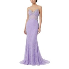 Jovani D5503 Purple Evening Gown Beaded Lace Strapless Mermaid Dress Size 10