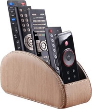 PU Leather Remote Control Organizer Box W/ 5 Compartments for Desktop Bedside