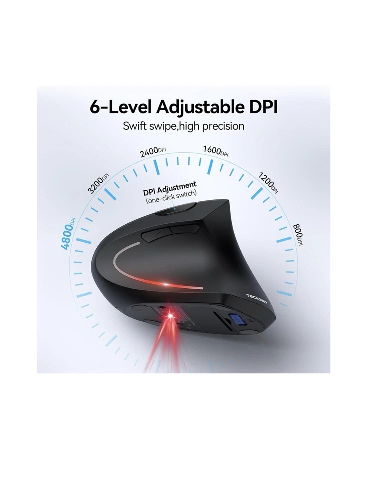 Ergonomic Mouse, Wireless Bluetooth Vertical Mouse, 4800 DPI Optical - Image 4 of 4
