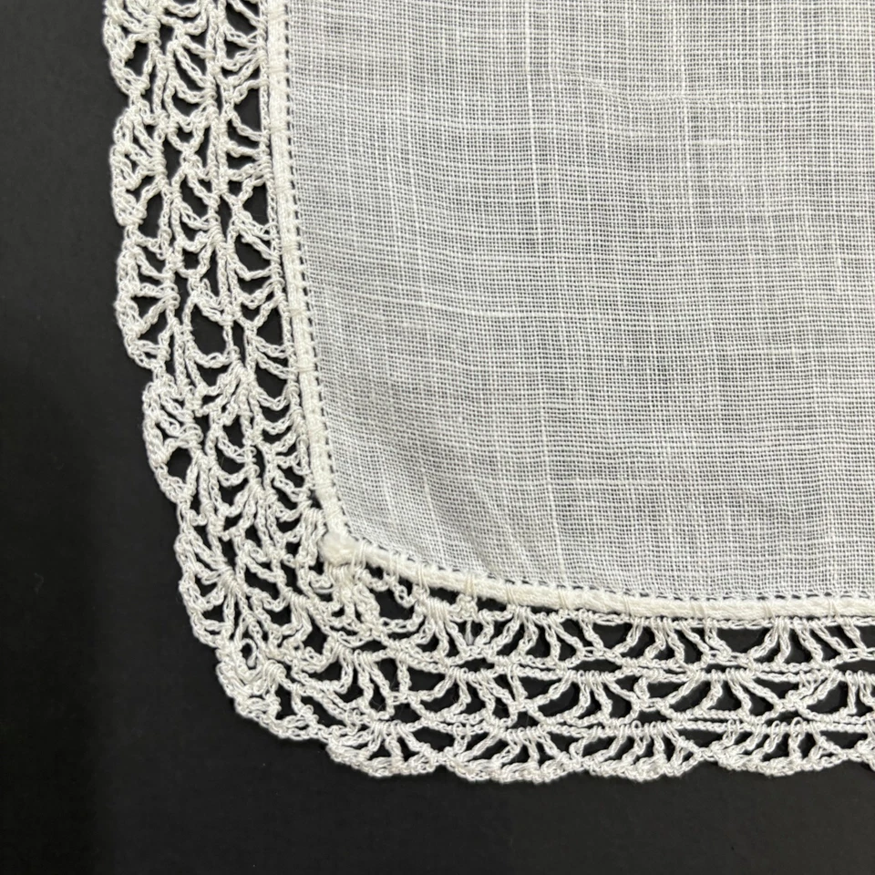 Pañuelo de encaje de ganchillo de lino para novias novia boda casa de campo núcleo vintage delicado Foto 3 de 4
