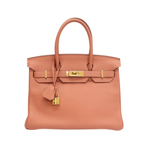 HERMES Birkin 30 Handbag Togo Leather L5 Crevette 口Q Stamp
