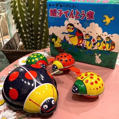Topre T.P.S Tin Wind-Up Toy Parent and Child Ladybug W/BOX F/S FEDEX 