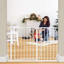 HOOOEN Extra Tall Wide Baby Gate Dog Gate for Stairs Doorways, White Metal 43.5-