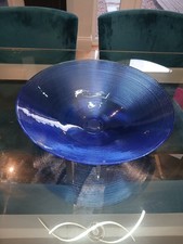 Extra gro&szlig;e kobaltblau gerippte Kunstglas Herzst&uuml;ck Schale ausgestellt Schale 40 cm