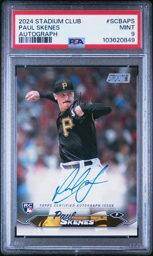 2024 Topps Stadium Club Paul Skenes Rookie Card ON CARD Auto PSA 9 POP 23
