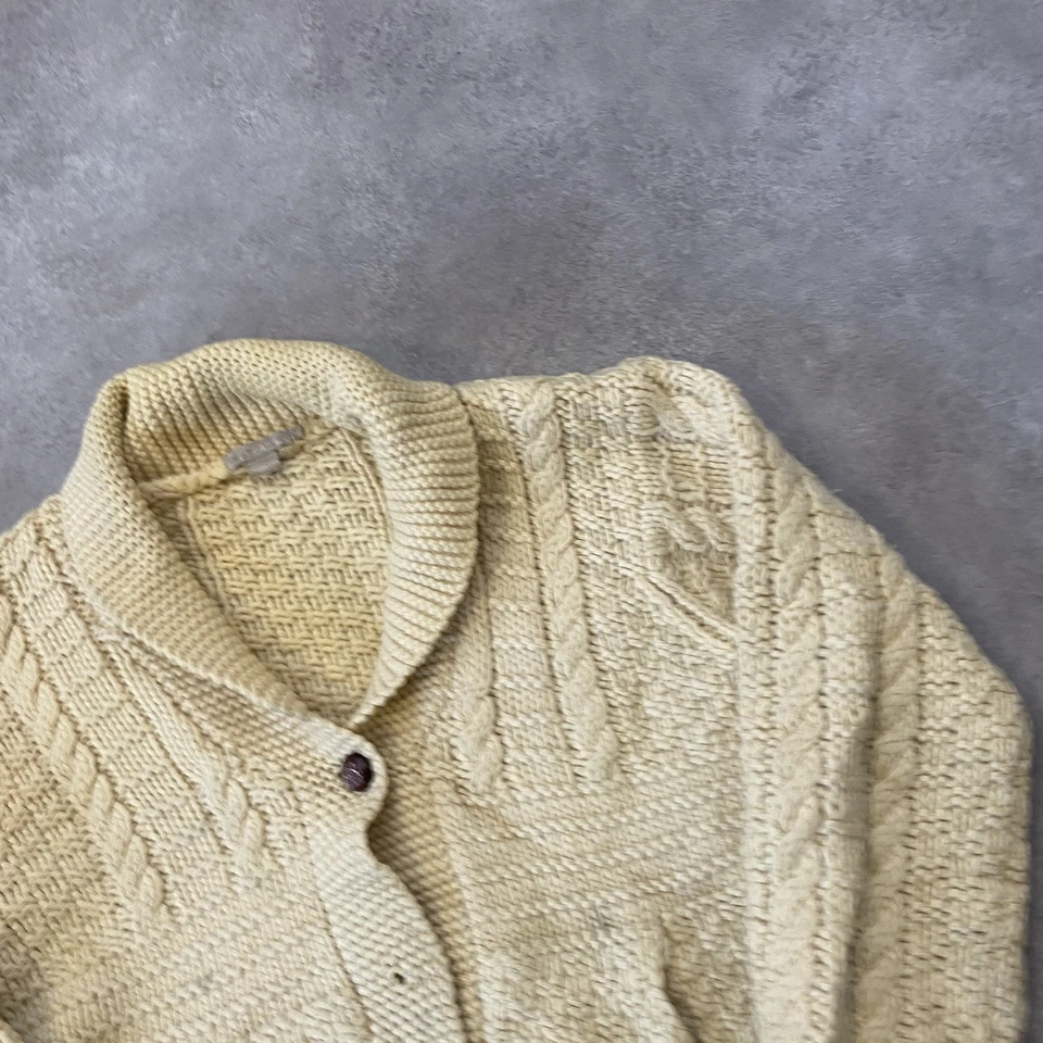 J.CREW Arran Cardigan Womens Large Wool Knit Button Front Sweater, Beige - Image 3 of 4