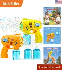 2 Bubble Guns with 2 Refill Solution 10 oz Total, Bubbles Maker, Blower for K...
