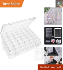 Compact 36-Grid Jewelry Organizer - 2 Pack Clear Storage with Removable Dividers