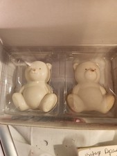 VINTAGE DEPARTMENT 56 BABY'S 1ST HAND SOAP SET OF 2. EACH TEDDY BEAR IS 3 INCH