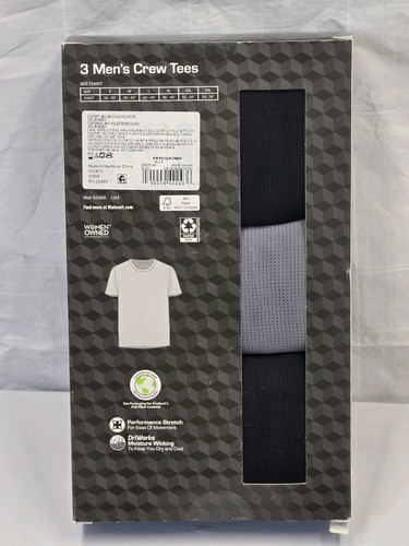 Athletic Works Men's Ultra Lite Mesh Crew T-Shirt, 3 Pack-L (42-44)-Blk & Grey M - Picture 2 of 3