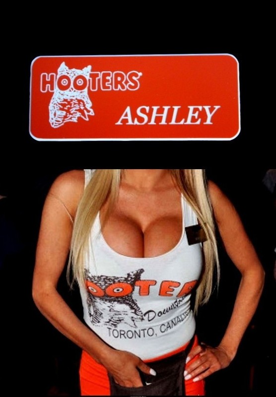 3 Hooters Uniform Name Tag Dress Up Bar Costume Extra Ashley Baby Doll Trouble