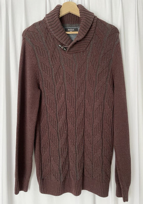 Method Mens Knit Sweater Cowl Button Neck Sz Large Textured Long Sleeve Coastal