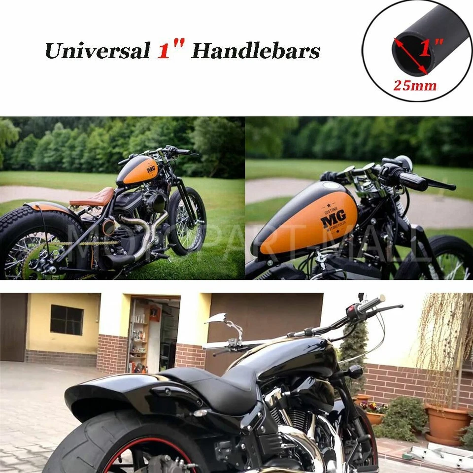 Black 1'' Drag Bars Handlebars For Harley Sportster XL 883 1200 Dyna Low Rider - Изображение 4 из 4