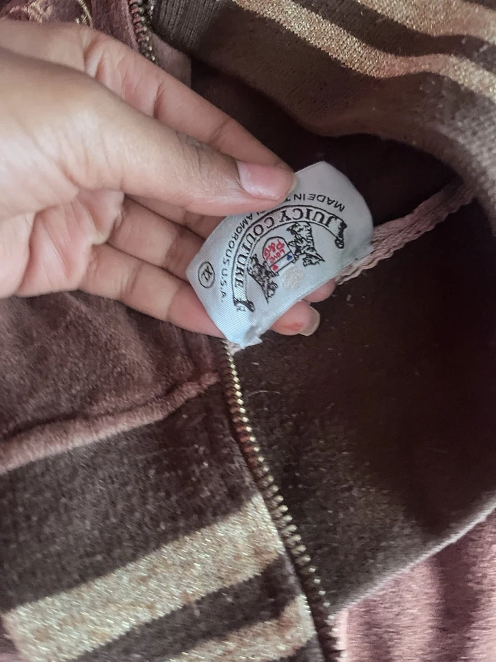 Chaqueta Juicy Couture Marrón Cuello Alto Terciopelo Auténtica Vintage Años 2000 Y2K Foto 4 de 4