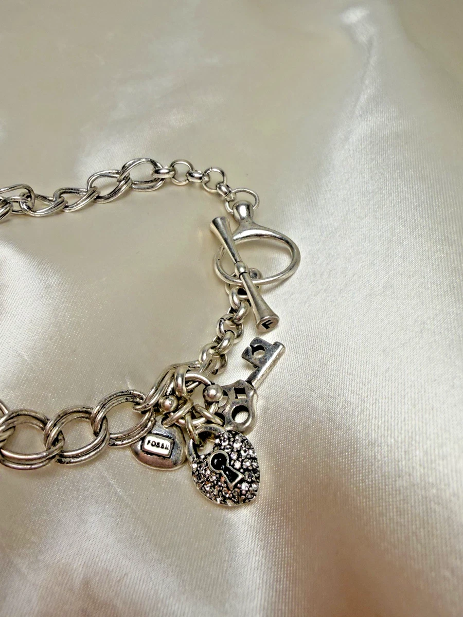 Bracelet FOSSIL argent 925 nacre et zirconias