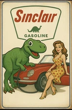 Retro Style Sinclair Gasoline Service Pin Up 12 Inches Sign Quality Sign