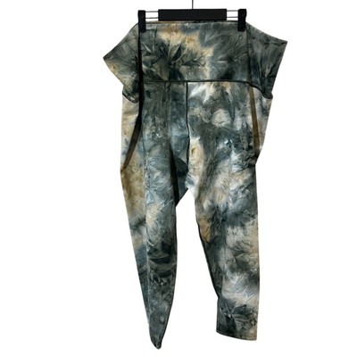Meta Activewear Women's 3XL Tie Dye Leggings Green White Activewear Stretch 
