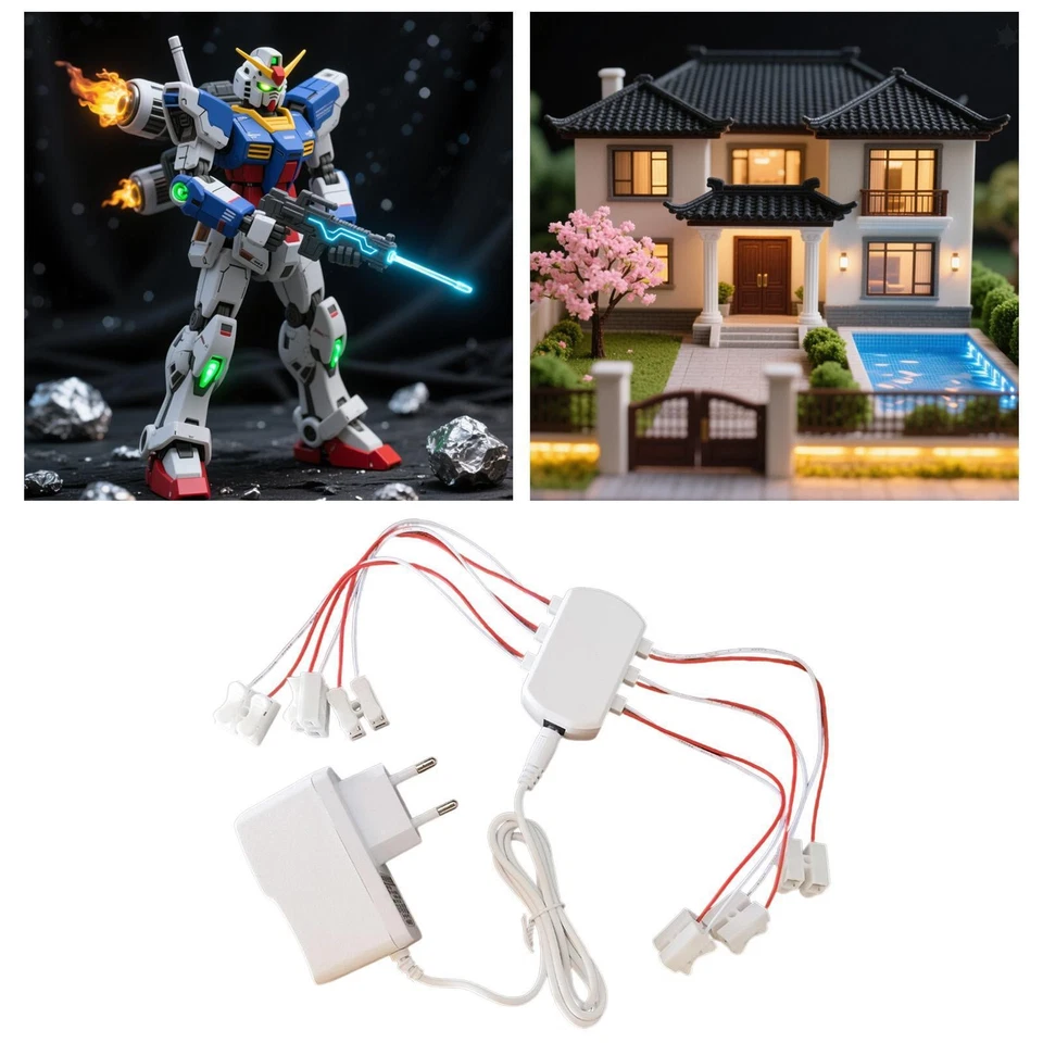 Alimentatore multiporta 3V 2A con spina UE per lampioni in miniatura, casa - Immagine 2 di 2