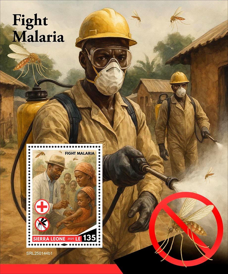 Red Cross Mosquitoes Fight Malaria MNH Stamps 2025 Sierra Leone S/S