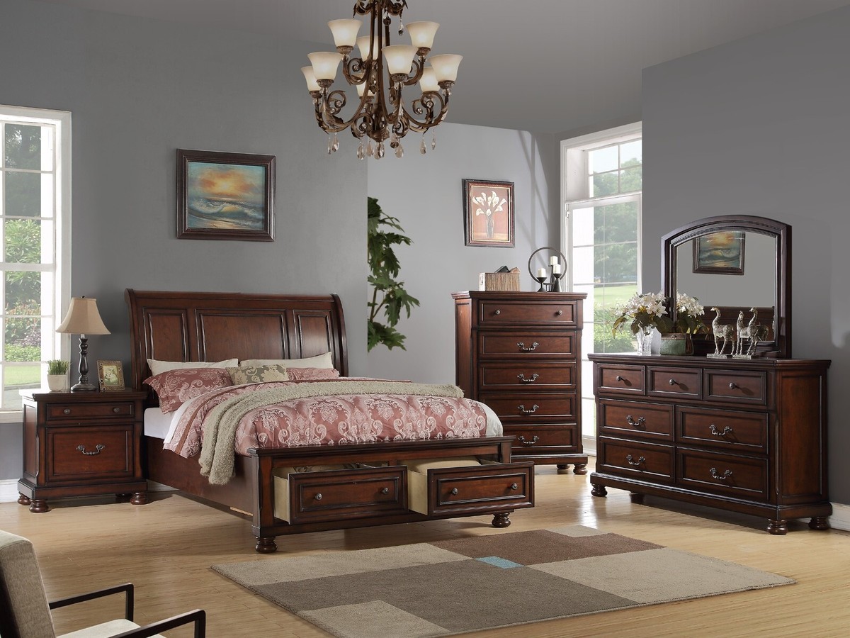 Cherry Dresser Furniture Alton Cherry II Brown Wood 36" 6 Drawer