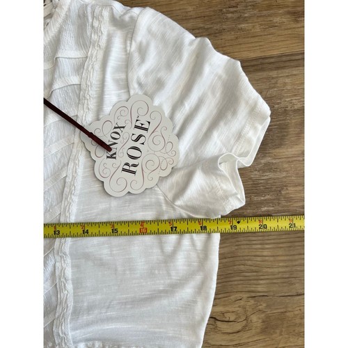NUOVO top boho Knox Rose crema tecnica mista taglia small manica corta plissettato - Foto 5 di 9