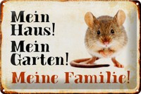 Blechschild Maus 30X20 Cm Mein Haus Garten Meine Familie Deko Schild Tin Sign