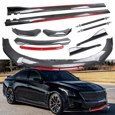 Front Bumper Lip Spoiler Splitter For Cadillac CTS ATS Side Skirt Carbon Fiber