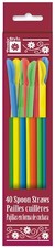 Plastic Straw with Spoon Spoon Straw Multicolor 40ct