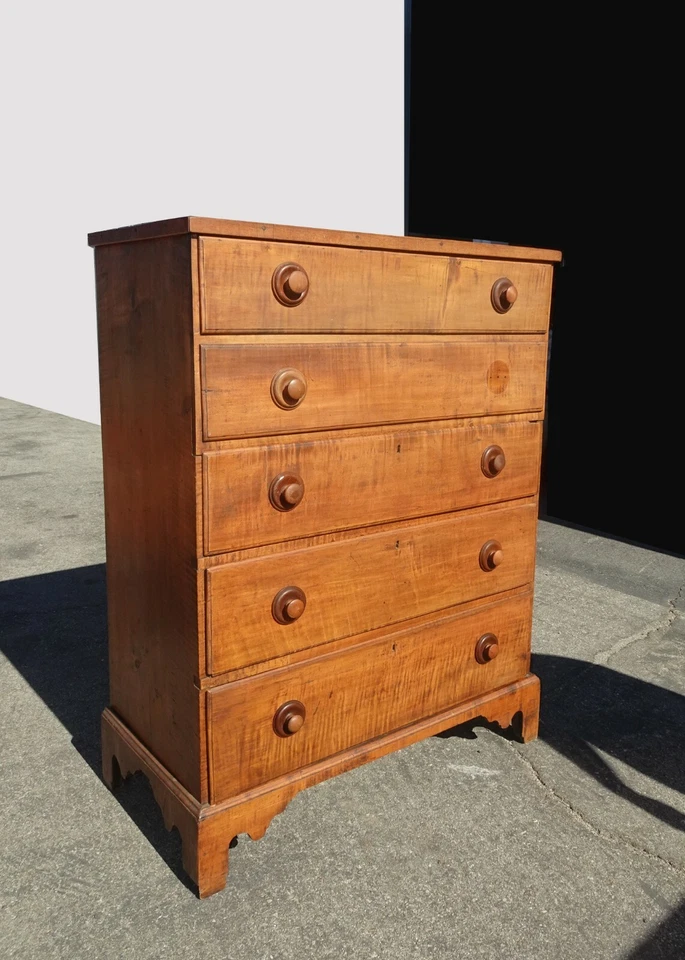 Комод на четверть доллара XIX века из распиленного дуба для хайбоя верхний сундук французское кантри - Изображение 4 из 4