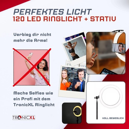 XXL Ringlicht mit 210cm Stativ Ring Light Smartphone Halterung für Foto Video - Bild 7 von 18