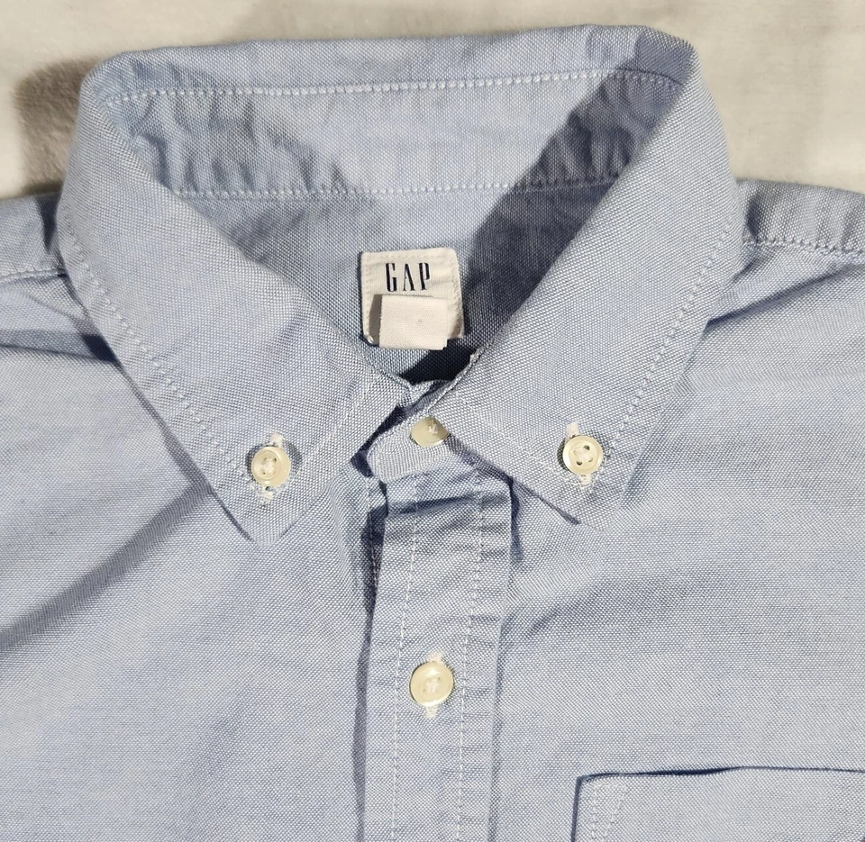 Camisa azul infantil com botões tamanho regular 8 média - Imagem 4 de 4