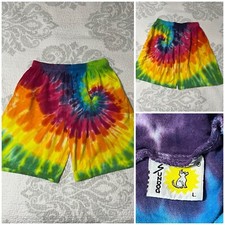 NEW VINTAGE 1990s Tie-Dye Elastic Shorts Size Large Dead Sundog Brand 60s Hippie