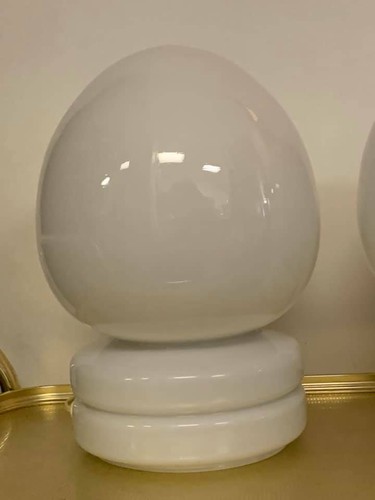 Pair of Mid Century Milk Glass Lamps - Picture 3 of 8