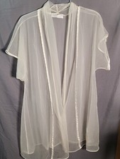 Val Mode Dressing Gown Peignoir L Beige Polyester Robe Floral Lace Short