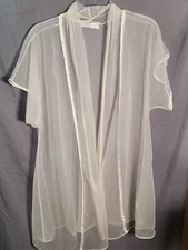 Val Mode Dressing Gown Peignoir L Beige Polyester Robe Floral Lace Short