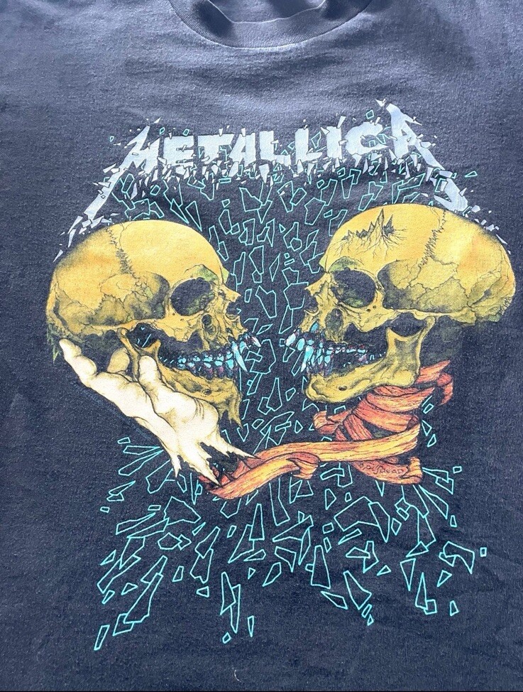 Vintage Metallica Shirt 1991 Sad But True Pushead Band Tee 90s Metal Size Large