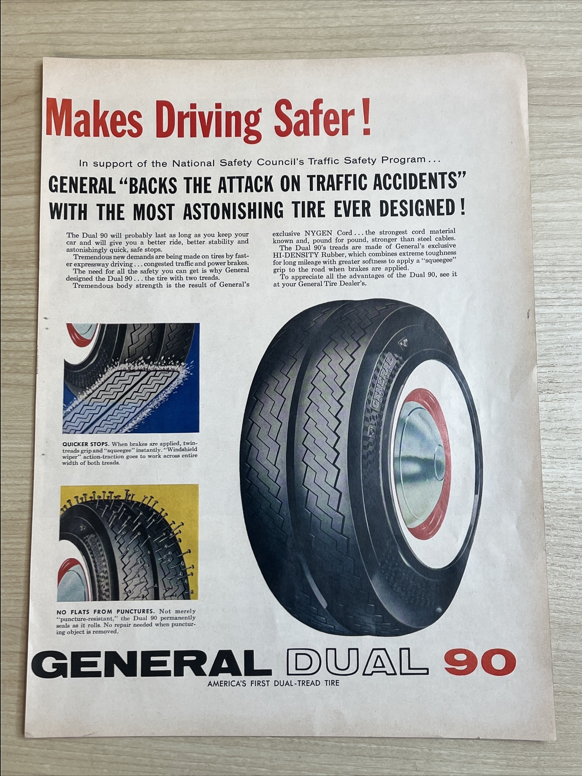 General Dual 90 Tire Dual Tread 1957 Vintage Print Ad Life Magazine eBay
