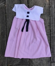 Vintage 1960 s Toddler Girls pink Dotted Swiss Dress 4-5