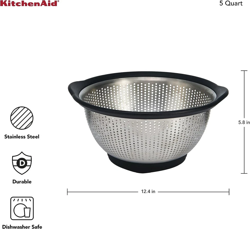 Coador KitchenAid Gourmet aço inoxidável, 5 quartos, preto - Imagem 2 de 4