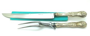 Tiffany English King. 2-Piece Sterling Large Roast Carving Set