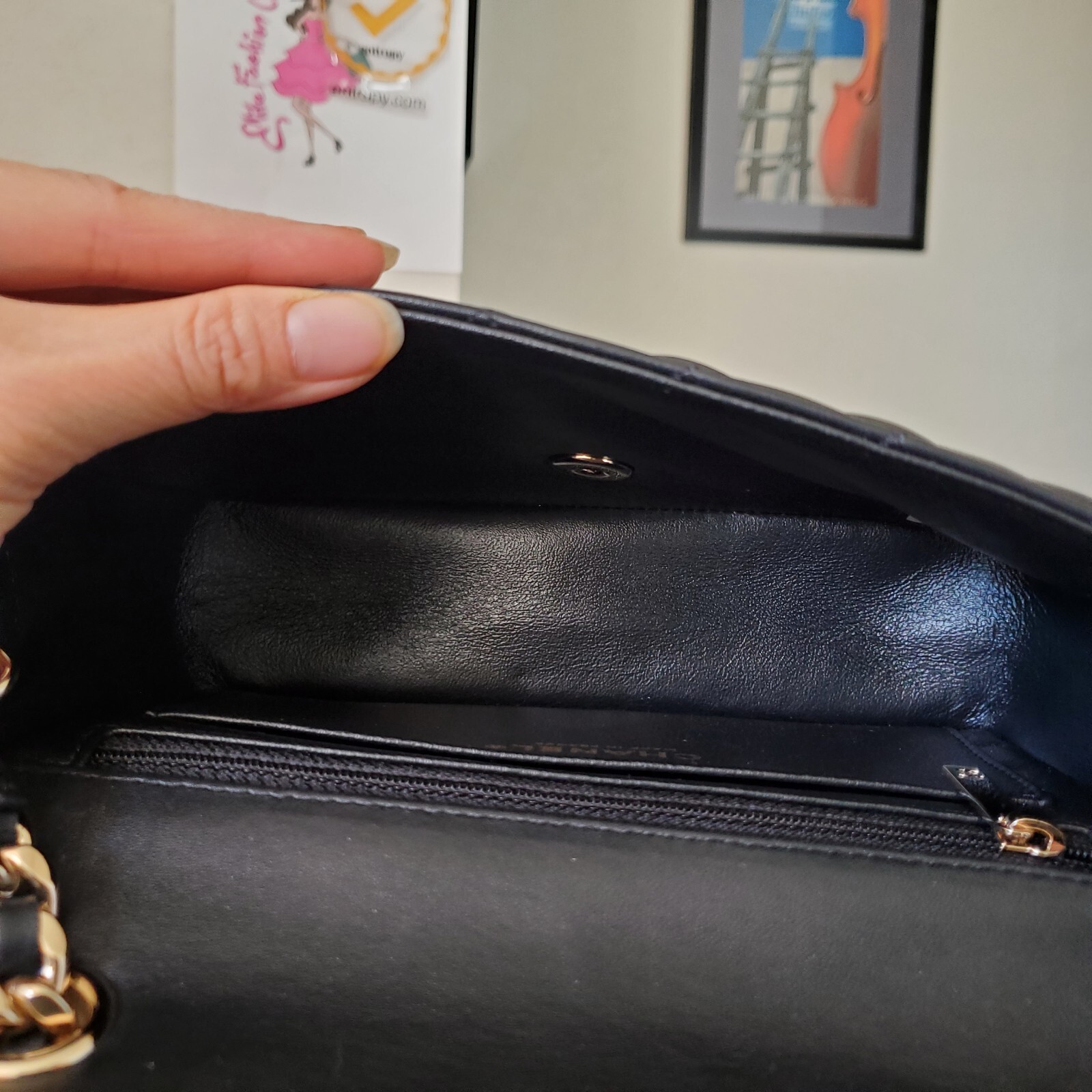 Chanel Classic mini Rectangular black Lambskin Co… - image 13