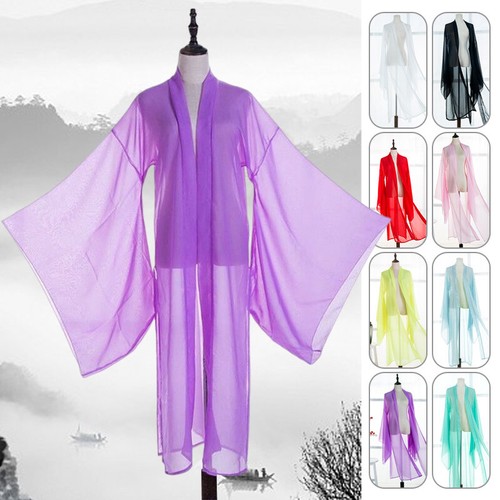 Hanfu Ancient Chinese Long Sleeve Shirts Chiffon Coat Dance Clothing Performance - Picture 1 of 26