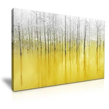 Snow Forest Yellow Stretched Canvas Print Wall Deco Art 30X20 INCH / 76x50CM