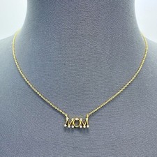 N0334 14k Gold Dipped Cubic Zirconia CZ Word MOM Shape Mini Pendant Necklace