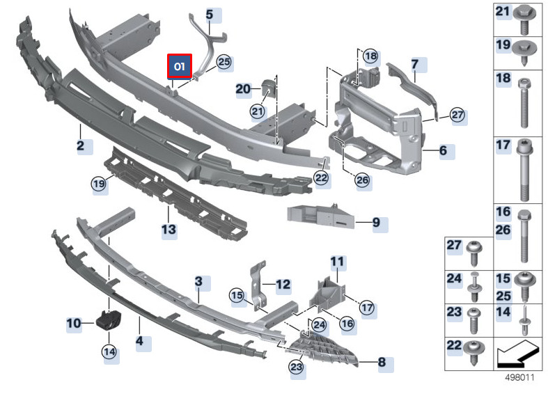 BMW 5 G30 Front Reinforcement Impact Bar 51117385288 7385288 NEW  