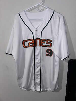 Miami Hurricanes NCAA Game Issued Baseball Jersey #9 Curtis XL White  Stitched
