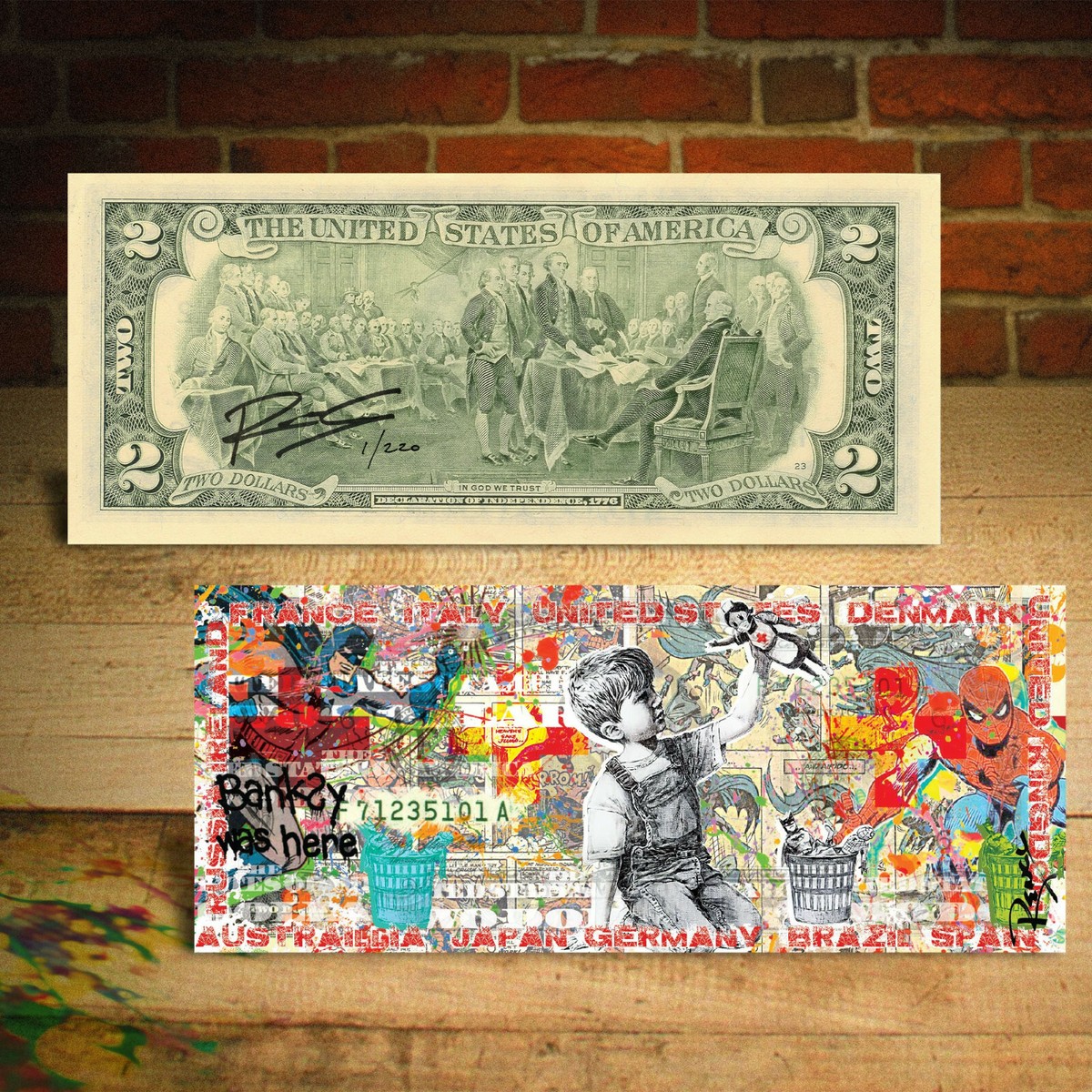Frontline Heroes Banksy Game Changer $2 Bill Rency Art