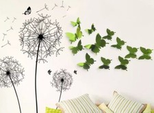 Set Of 12 Green Mirror 3D Butterfly Wall Sticker Home Decor Butterfly Sticker