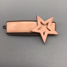 Vintage Barrette Hair Clip Pink with Black Rim Star Accent