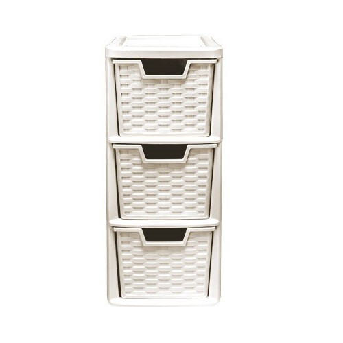 Mini 3 & 4 Plastic Rattan Drawer Storage Tower Unit Office Desk Tabletop Desktop - Picture 2 of 7